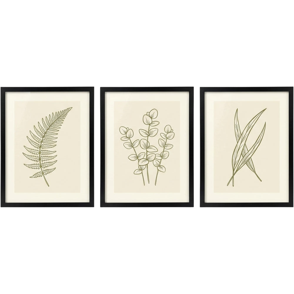 Stuep Botanical Wall Art Triptych 12 x 16 in Black Frames Set of 3 - Product view